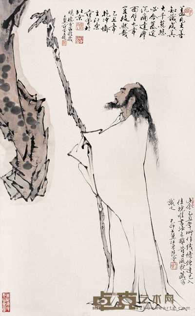 范曾 1985年作 达摩面壁 立轴 96×58cm